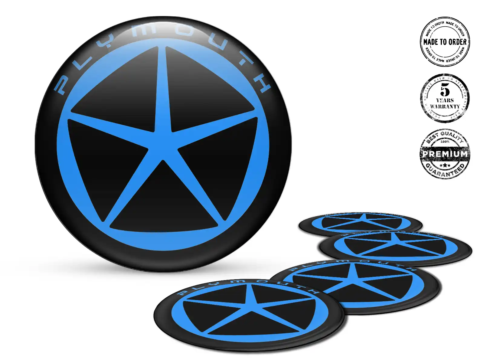 Plymouth Felgenaufkleber für Autos Luxusgewölbte Logos